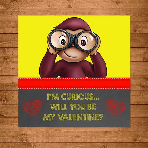 Curious George Valentines Day Card Curious George Valentines - Etsy