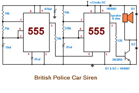 British Police Car Siren - Circuit Scheme