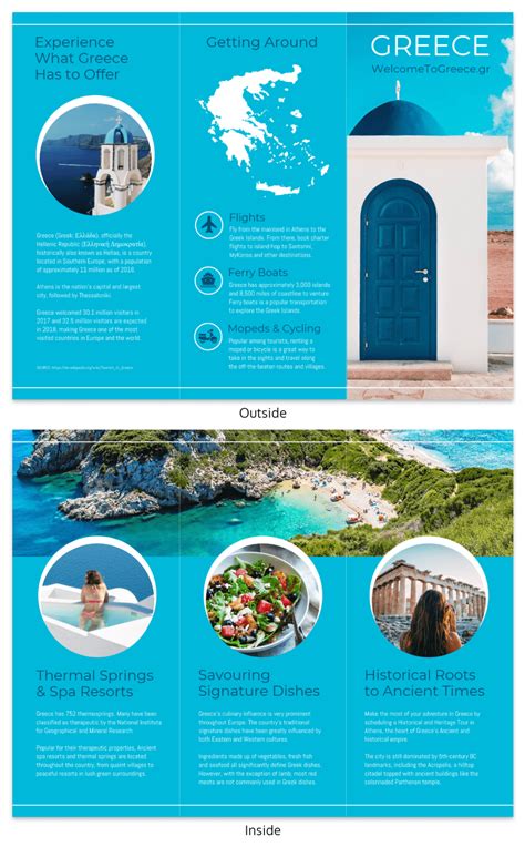 Greece Travel Tri Fold Brochure Template - Venngage