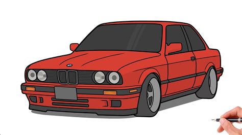 How to draw a BMW M3 E30 1990 / drawing bmw 3 series 318is 1982 stance ...