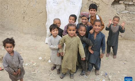 Children pictured at internally displaced persons camp in Kabul ...