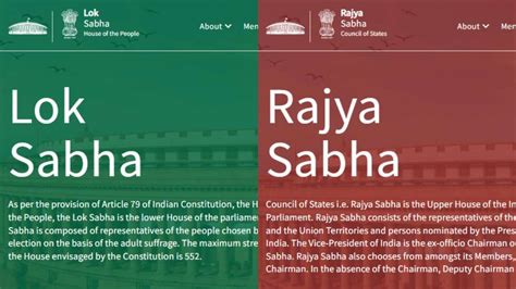 Lok Sabha Rajya Sabha websites new soft look launched parliament latest ...