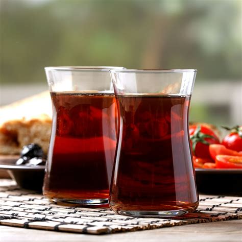 Crystalia Turkish Tea Glass Cups: Traditional Tea Set of 6 with Modern ...