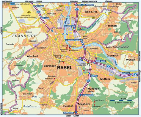 Map of Basle (City in Switzerland) | Welt-Atlas.de