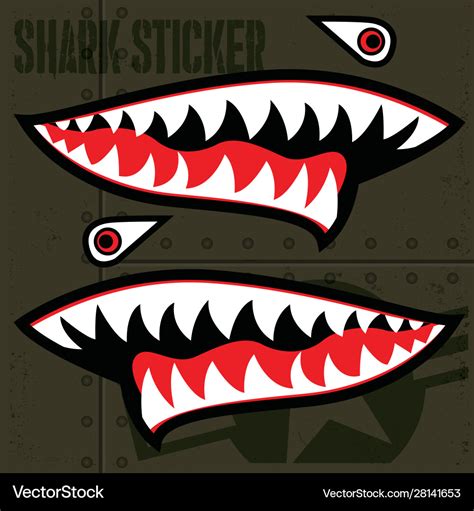 Flying tiger shark mouth sticker vinyl 15 Vector Image