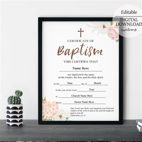 Baptism Certificate Printable, Baby Baptism Certificate, Girls Baptism ...