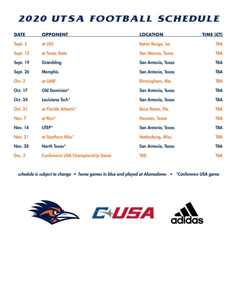 Utsa Football Schedule 2024 - Anichart Spring 2024