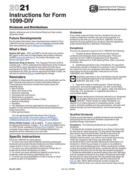 Download Instructions for IRS Form 1099-DIV Dividends and Distributions ...