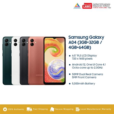 Samsung Galaxy A04 (3GB+32GB / 4GB+64GB) Smartphone - Original 1 Year ...