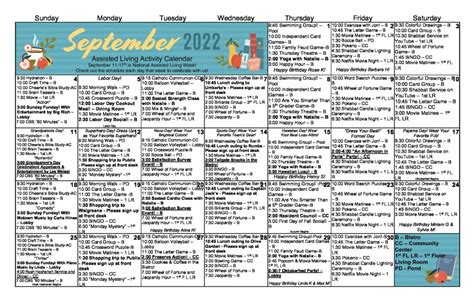 View Our September Assisted Living Activity Calendar - Preserve at ...