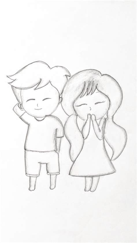 Cute boy and a Cute girl Pencil Sketch | Girl drawing sketches, Easy ...