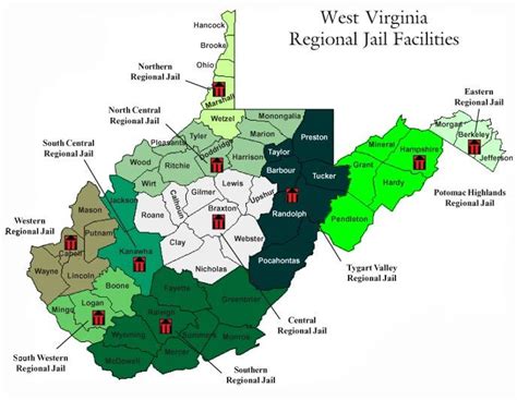 West Virginia Regional Jails - Map | West virginia, Virginia, Jail