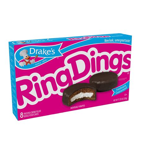 Drake's Ring Dings, 12 Boxes of Chocolate Coated Frosted Creme Filled ...