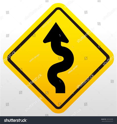 Winding Road Sign Stock Vector (Royalty Free) 189169598 | Shutterstock