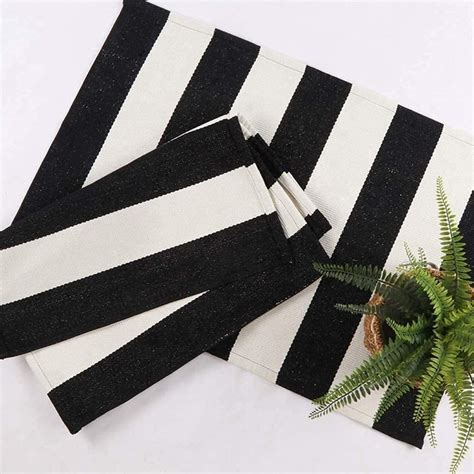 Black and White Striped Outdoor Rug Cotton Woven Rugs for - Etsy