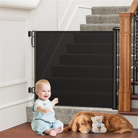 Retractable Baby Gates Extra Wide, PRObebi Retractable Dog Gate for The ...