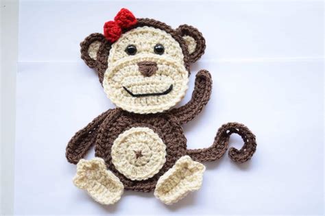 Free crochet Monkey applique pattern - Passionate Crafter