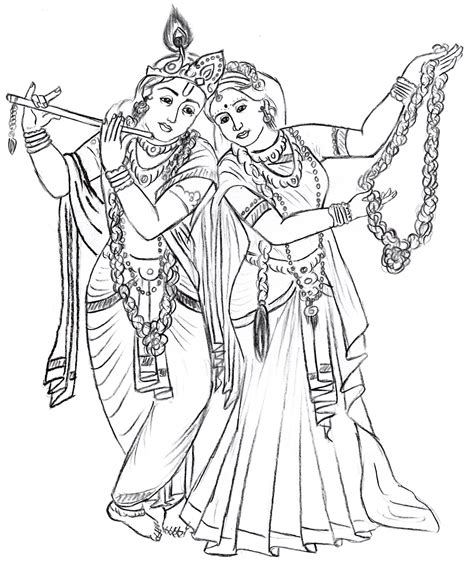 Drawing Of Lord Krishna And Radha With Colour - Radha Krishna Drawing ...