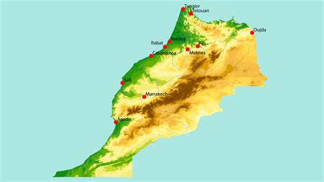 Mapa físico de Marruecos