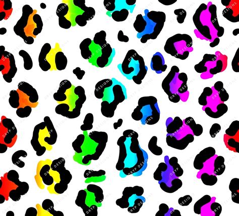 Colorful Neon Rainbow Leopard Print PNG Seamless Pattern Transparent ...