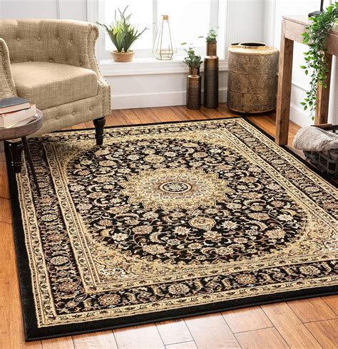 Amazon.com: Sultan Medallion Black Oriental Area Rug Persian Formal ...