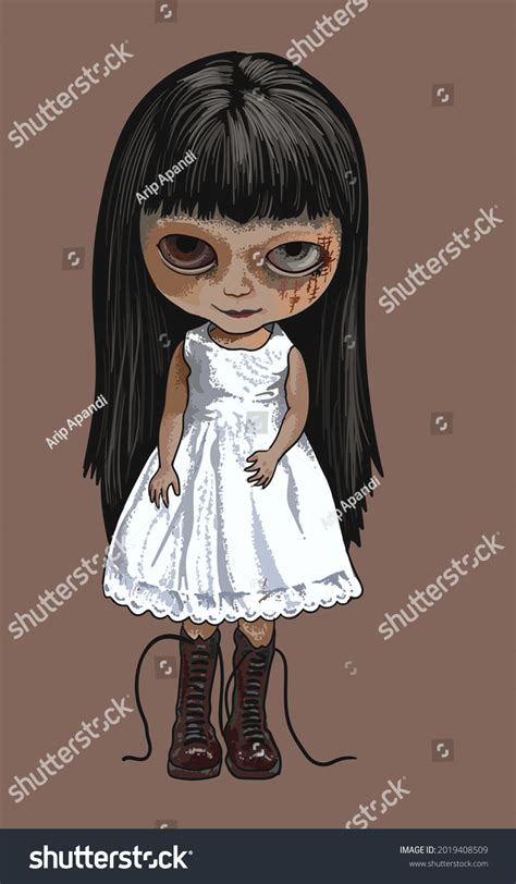 Drawing Cute Scary Doll Artillustration Vector Stock Vector (Royalty ...