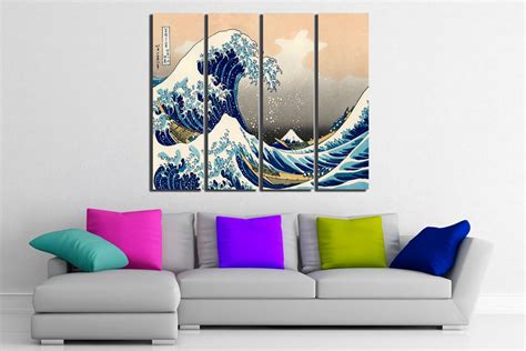 The great wave Kanagawa canvas Decorative art Japanese wave | Etsy