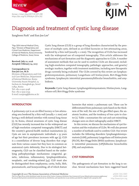 (PDF) Diagnosis and treatment of cystic lung disease