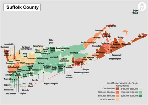 Map: Suffolk County NY Real Estate Median Sales Price 2018 | Island ...