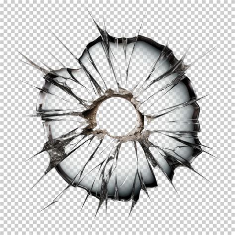 Bullet Hole On Glass Isolated on Transparent Background | Premium AI ...