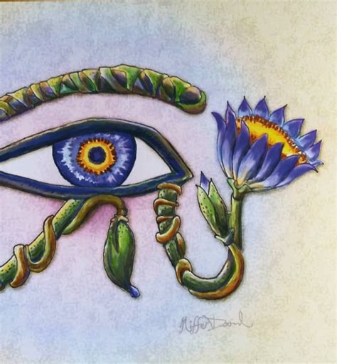 Eye of Horus Art Print Egyptian Blue Lotus Flower | Etsy