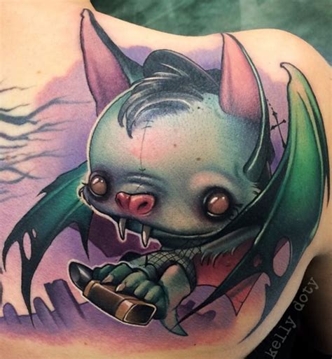 Vampire bat tattoo | Bat tattoo, New school tattoo, Cartoon tattoos