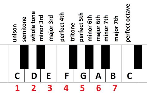 intervals in C major scale | Piano Theory Exercises