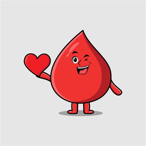 Cute cartoon blood drop holding big red heart 9464862 Vector Art at ...