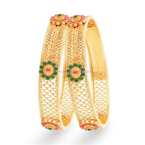 Gold Bangle (Kangan) Designs with Price and Weight ~ South India Jewels