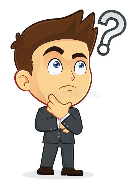 Businessman Touching Chin with Question Mark. Clipart Picture of a Male ...