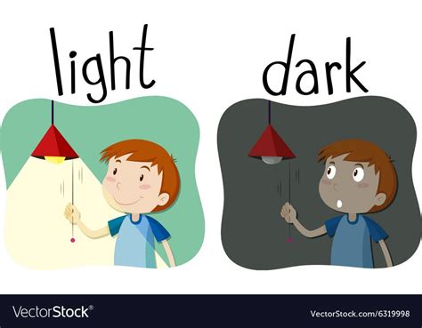 Opposite adjectives light and dark Royalty Free Vector Image Opposites ...