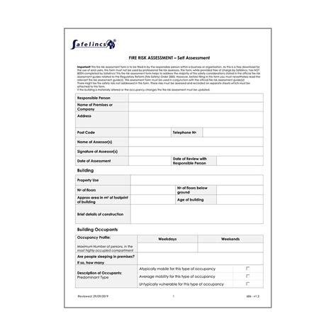 Fire Risk Assessment Form Template Free - FREE PRINTABLE TEMPLATES