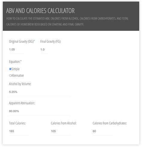 ABV Calculator (Alcohol By Volume) Based on Specific Gravity (OG & FG ...