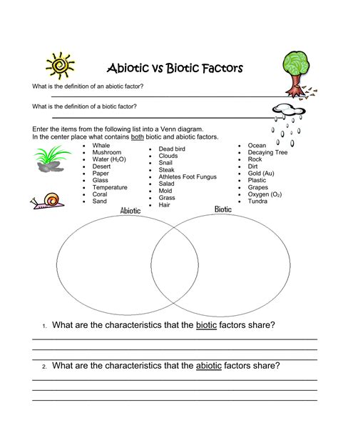 Abiotic And Biotic Factors Worksheet – Englishworksheet.my.id