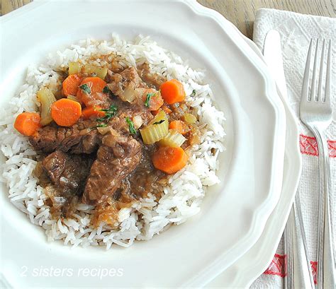 Beef Stew in Half the Time! Served with Rice - 2 Sisters Recipes by ...