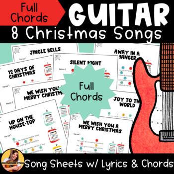 8 Guitar Christmas Song Sheets (Full Chords) | TpT