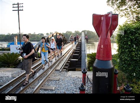 Death Railway Bridge, Kwai River, Kanchanaburi, Thailand Stock Photo ...