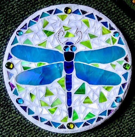 Blue Dragonfly Mosaic Stepping Stone | Etsy in 2020 | Mosaic garden art ...