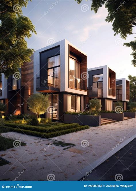 Modern Modular Private Townhouses. Residential Minimalist Architecture ...