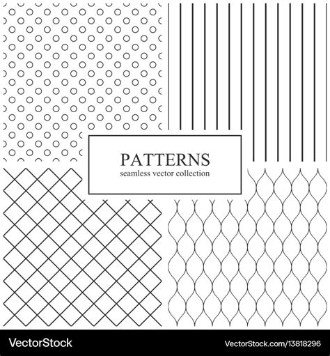 Collection of simple seamless geometric patterns Vector Image