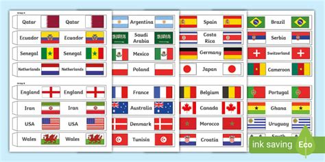 2022 Men's World Cup Country Name and Flags Wristbands