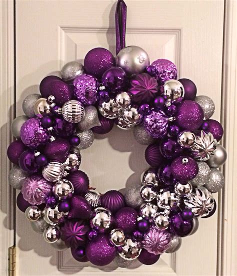 Dark Purple & Silver Ornament Wreath ⭐️ | Purple christmas decorations ...