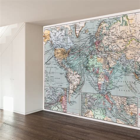 Vintage Map Mural Muralswallpaper Map Murals World Map Mural Images ...