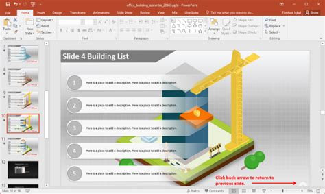 bulleted list with building illustration - FPPT